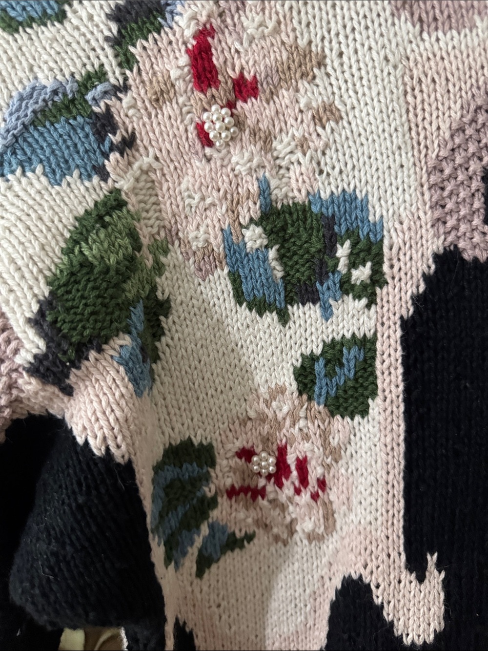 Marisa Christina 90’S Cottagecore Floral Hand Knit Sweater - Picture 7 of 12
